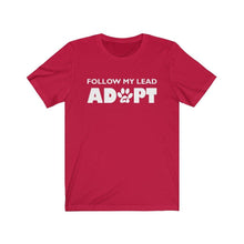 Load image into Gallery viewer, adopt not buy red adopt a dog t-shirt