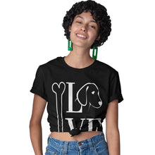 Load image into Gallery viewer, dog print love my dog black tee