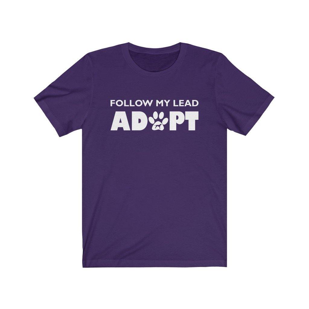 animal shelter adoption purple t-shirt
